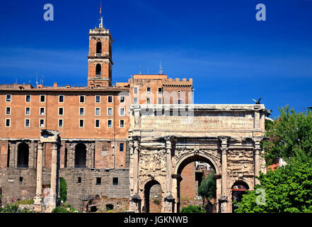 Triumphal Bogen des Septimius Severus (Arco di Settimio Severo), Roman Forum, Rom, Italien. Stockfoto