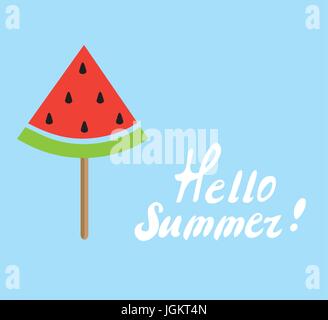 Vektor-Illustration der Sommerzeit Wassermelone Eis am Stiel Stock Vektor