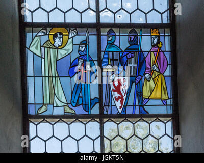 Buntglas-Fenster Schweizer Kloster Tanikon Stockfoto