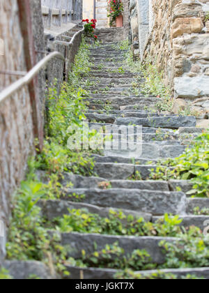 alte Steintreppe von Riomaggiore, Italien Stockfoto