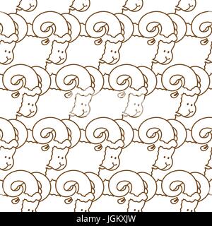 RAM-Muster. Herde von Schafen Ornament. Bauernhof Tier Hintergrund Stock Vektor