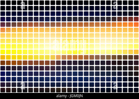 Blau gelb orange schwarz abstrakte Mosaik Hintergrund mit abgerundeten Ecken quadratischen Fliesen in weiß Stockfoto