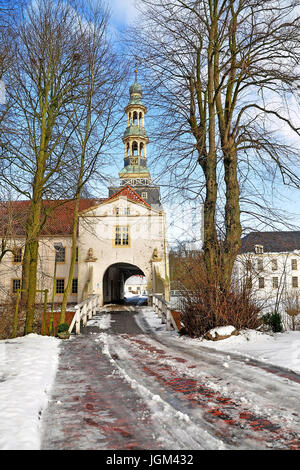 Deutschland, Niedersachsen, Ost Friesland, Dornum, Burg, Grabenlöffel, Schloss, Burg, graben, Winter, im Jahr 2013, Architektur, bauen, Querformat, Moated Stockfoto