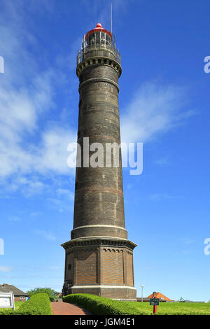 Europa, Deutschland, Niedersachsen, Borkum, Landschaft, blauer Himmel, Tag, Tageslicht, außen, Bereich Aufnahme, Foto, Reise, Tourismus, Leuchtturm, Strand, Strand Stockfoto