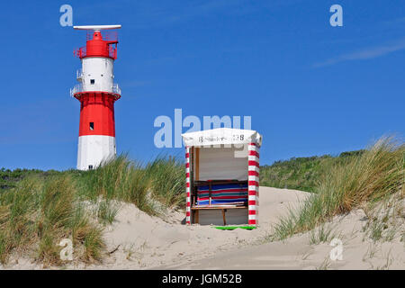 Europa, Deutschland, Niedersachsen, Borkum, Landschaft, blauer Himmel, Tag, Tageslicht, draußen, Feld Aufnahme, Foto, Reise, Tourismus, Leuchtturm, elektrisch Stockfoto