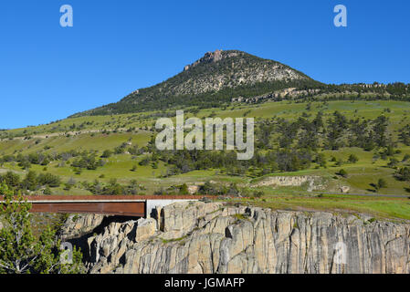 Sonnenlicht Brücke, überspannt das Sonnenlicht Creek die höchste in Wyoming, auf den Chief Joseph Scenic Byway. Stockfoto