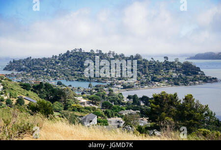 Blick von einem Hügel in Sausalito Stockfoto