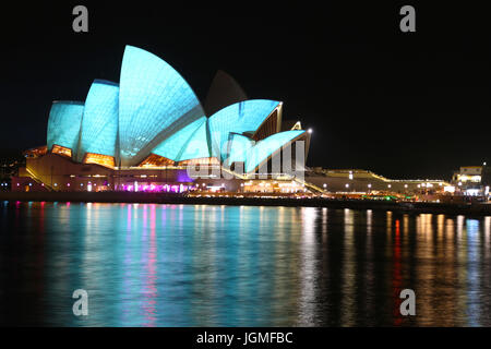 Oper von Sydney, New South Wales, Australien in der Nacht Stockfoto