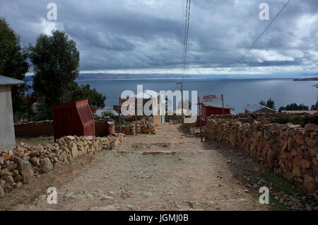 Die Yumani Gemeinschaft auf der Isla Del Sol auf dem Titicacasee Stockfoto