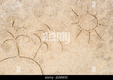 Palmen im Sand Hintergrund zeichnen Stockfoto