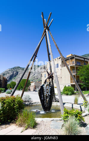 Skulptur vor den Toren Nk'Mip Weingut. Stockfoto