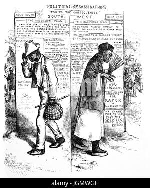 1879: ein Ende des 19. Jahrhunderts politische Karikatur von Harpers wöchentlich, Kalifornien, Vereinigte Staaten von Amerika Stockfoto