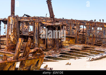 Maheno Schiffswrack, Fraser Island, UNESCO-Weltkulturerbe, Queensland, Australien. Stockfoto