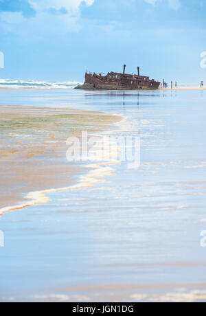 Maheno Schiffswrack, Fraser Island, UNESCO-Weltkulturerbe, Queensland, Australien. Stockfoto