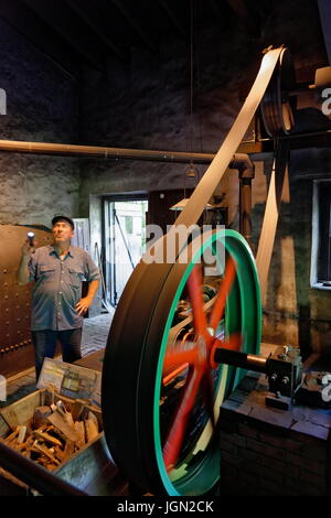 Industrieller Dampflok aus dem 19. Jahrhundert im Hagley Museum in Delaware. Stockfoto