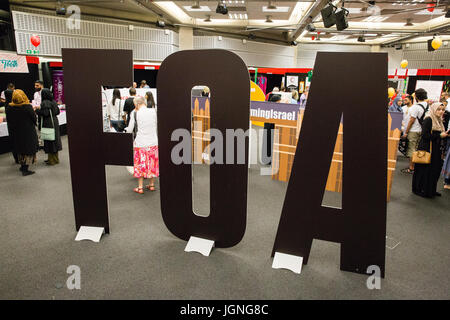 London, UK. 8. Juli 2017. Palästina-Expo wurde zwischen den fünf Etagen des Zentrums Königin Elizabeth II mit Veranstaltungen auf jedem geteilt. Bildnachweis: Mark Kerrison/Alamy Live-Nachrichten Stockfoto