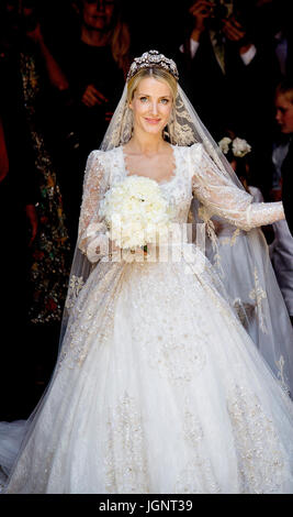 Hannover, Deutschland. 8. Juli 2017. Prinz Ernst August von Hannover jr. und Ekaterina von Hannover nach ihrer Hochzeit in der Kirche der Marktkirche in Hannover, 8. Juli 2017. Foto: Jens Kalaene/Dpa-Zentralbild/ZB/Dpa/Alamy Live News Stockfoto