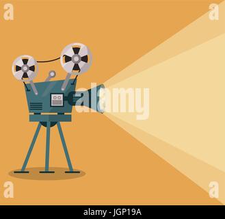 gelber Hintergrund mit Filmprojektor Stock Vektor