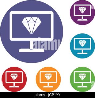 Bildschirm mit Diamant Icons set Stock Vektor