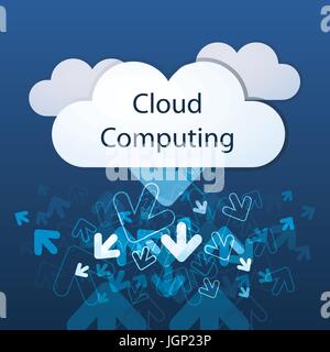 Datenfluss in und aus der Cloud - abstrakte bunte Cloud-Computing-Konzeptdesign mit Pfeilen - Abbildung in bearbeitbares Vektor-Format Stock Vektor