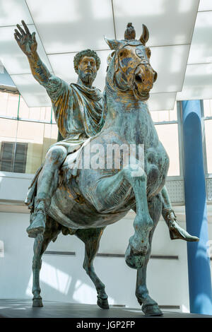 Bronze-Reiterstatue von Marcus Aurelius, Kapitolinische Museen, Rom, Italien Stockfoto
