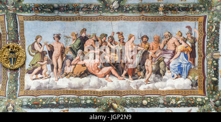 Der Rat der Götter, Fresko von Raphael, Villa Farnesina, Rom, Italien Stockfoto