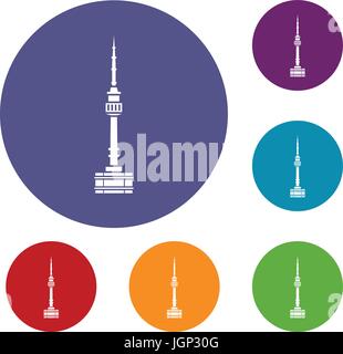 Namsan Tower in Seoul Symbole festlegen Stock Vektor