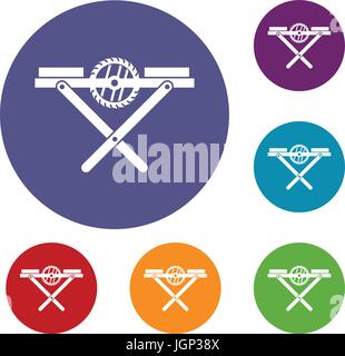 Macht sah Bank Symbole festlegen Stock Vektor