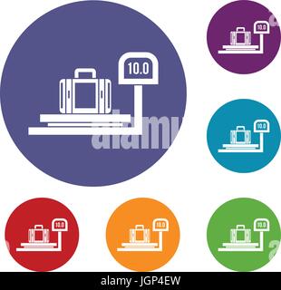 Kofferset mit einem Gewicht von Ikonen Stock Vektor