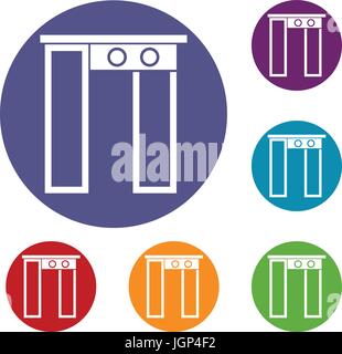 Sicherheitstor am Flughafen Icons set Stock Vektor