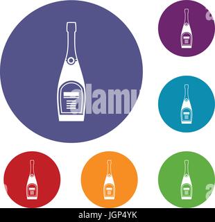 Flasche Champagner Icons set Stock Vektor