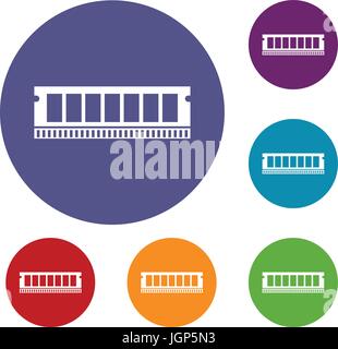 DVD-RAM-Modul für die PC-Icons, inmitten einer flachen Kreis Reb, blau und grün Farbe für web Stock Vektor