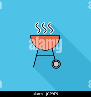 BBQ-Symbol. Flache Vektor zugehörige Symbol mit langen Schatten für Web und mobile Anwendungen. Es kann als - Logo, Symbol, Piktogramm, Infografik-Element verwendet werden. V Stock Vektor