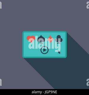 Videospiel-Ikone. Flache Vektor zugehörige Symbol mit langen Schatten für Web und mobile Anwendungen. Es ist einsetzbar als - Logo, Symbol, Piktogramm, Infografik Ele Stock Vektor