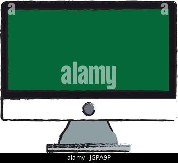Green-Screen-Monitor-Computer-Gerät-Vektor-illustration Stock Vektor