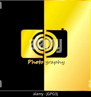 Fotograf-abstrakt mit schwarz-goldenen Hintergrund, Vektor, Abbildung Stock Vektor