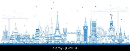 Übersicht Sehenswürdigkeiten in Europa. Vektor-Illustration. Geschäftsreisen und Tourismus-Konzept. Image für Präsentation, Banner, Plakat und Website Stock Vektor