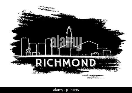 Richmond skyline Silhouette. Hand gezeichnete Skizze. Vector Illustration. Business Travel und Tourismus Konzept mit moderner Architektur. Stock Vektor