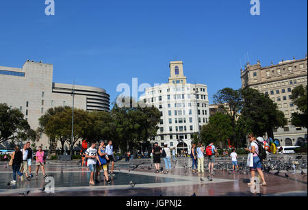 Catalunya Platz, Barcelona, Katalonien, Spanien Stockfoto