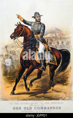 ULYSSES S. GRANT (1822-1885) als Kommandierender Offizier der US-Armee eine 1885 drucken Currier & Ives Stockfoto