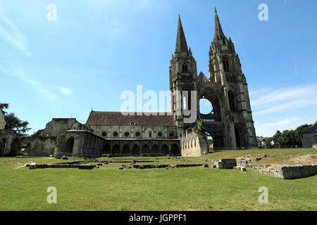 Die Ruinen der Abtei von St. Jean des Vignes in Soissons, Frankreich. Stockfoto