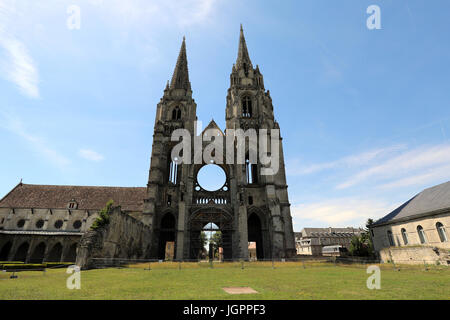 Die Ruinen der Abtei von St. Jean des Vignes in Soissons, Frankreich. Stockfoto