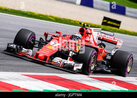 Spielberg, Österreich. 9. Juli 2017. Kimi Räikkönen von Finnland fährt seinen Ferrari in der F1 Grand Prix von Österreich-Rennen auf dem Red Bull Ring in Spielberg, Österreich am 9. Juli 2017. Bildnachweis: Jure Makovec/Alamy Live-Nachrichten Stockfoto