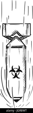 Vektor-Cartoon von Luftbombe mit Biohazard Zeichen fallen Stock Vektor
