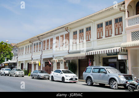 PHUKET - 3. MAI : Bauen, Chinesisch-portugiesische Architektur, in der Altstadt von Phuket erhalten historische Geschichten über Handel und Architektur im Süden von Tha Stockfoto