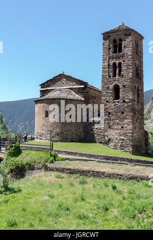 Església de Sant Joan de Caselles ist eine Kirche in Canillo, Andorra. Stockfoto