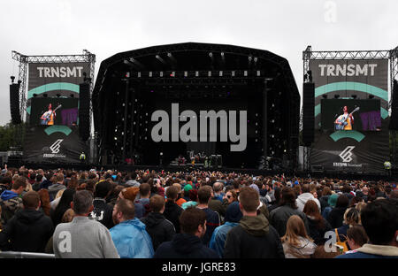 Die Aussicht auf der Hauptbühne beim TRNSMT Music Festival in Glasgow Green in Glasgow mit einem Sonntag Line-up von Handlungen einschließlich Twin Atlantic und Biffy Clyro durchführen.  PRESSEVERBAND Foto. Bild Datum: Sonntag 9. Juli 2017. Bildnachweis sollte lauten: Andrew Milligan/PA Wire. Stockfoto