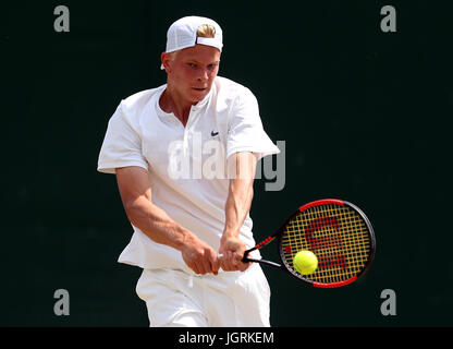 Anton Matusevich während der junge Singles an Tag sieben der Wimbledon Championships in The All England Lawn Tennis and Croquet Club, Wimbledon. Stockfoto