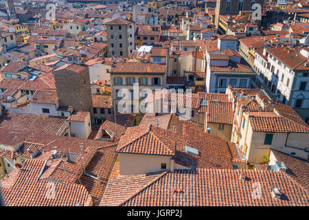 Dächer von Florenz, Blick von der Kuppel der Kathedrale von Santa Maria in Florenz, Italien Stockfoto