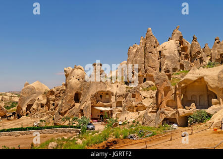 Höhle Wohnungen im Goreme National Park in Kappadokien, Türkei. Stockfoto